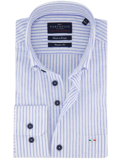 Portofino casual overhemd blauw Portofino Regular Fit