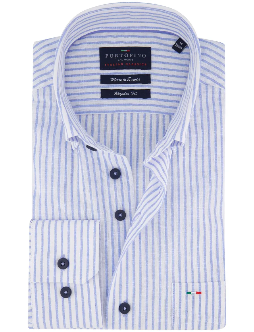 casual overhemd blauw Portofino Regular Fit