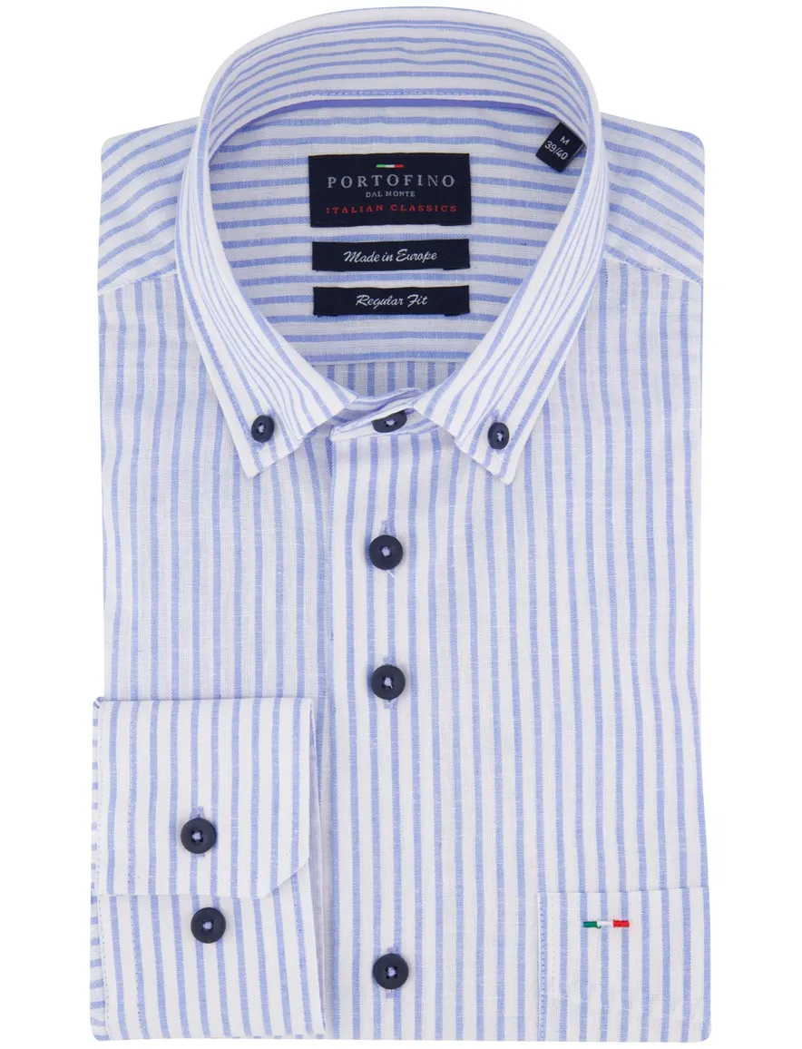 casual overhemd blauw Portofino Regular Fit