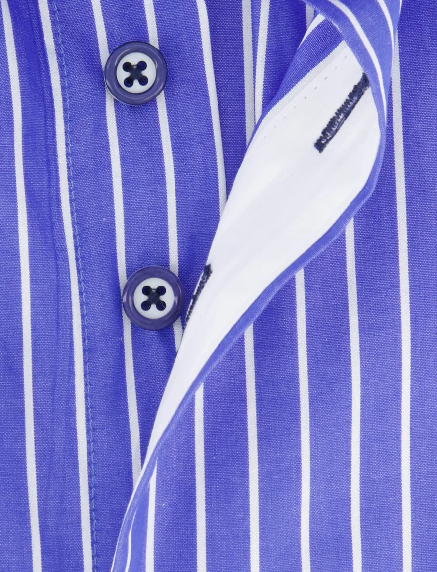 Portofino regular fit casual overhemd blauw wit gestreept