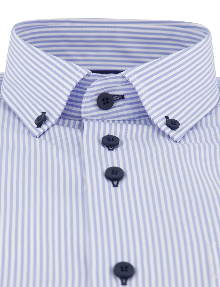 Portofino regular fit overhemd blauw gestreept