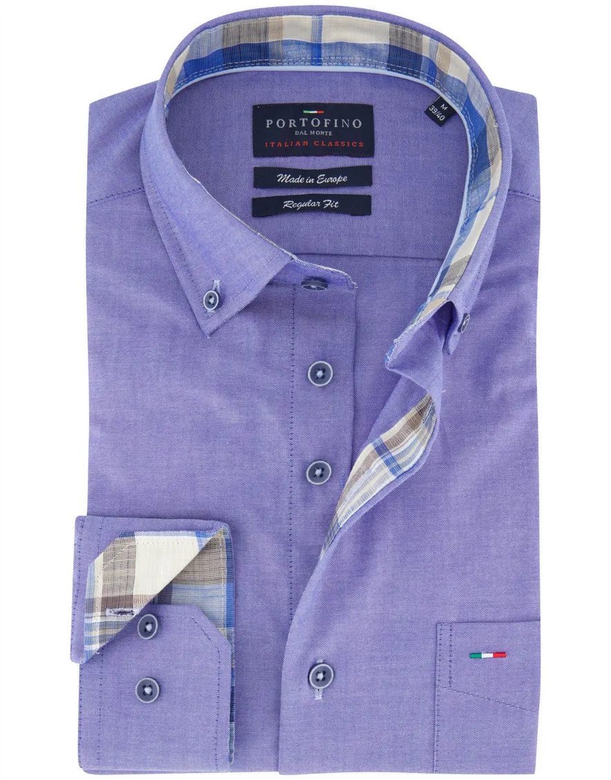 Portofino overhemd blauw gemeleerd