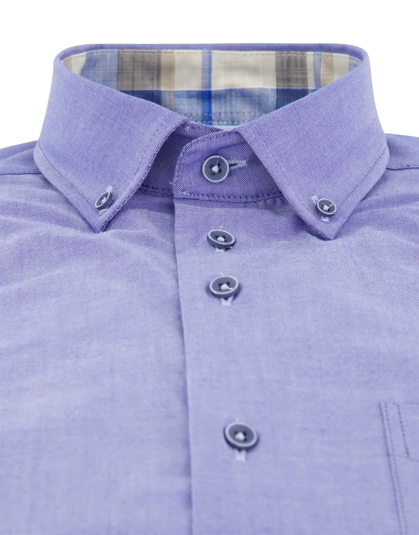 Portofino overhemd blauw gemeleerd katoen