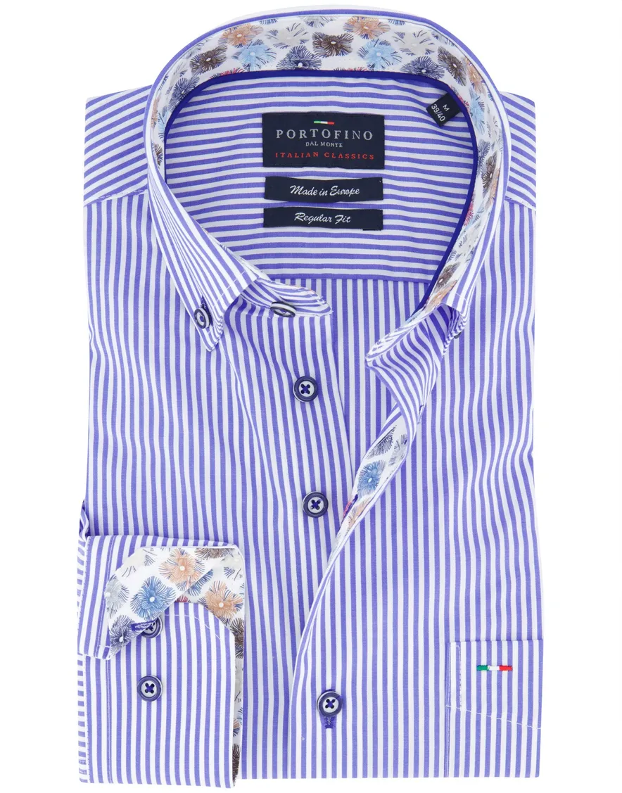 Blauw gestreept Portofino overhemd