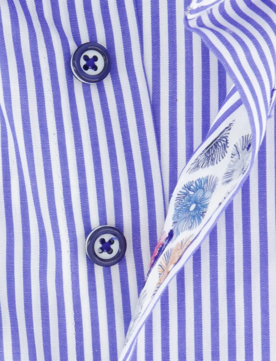 Blauw gestreept Portofino overhemd button-down
