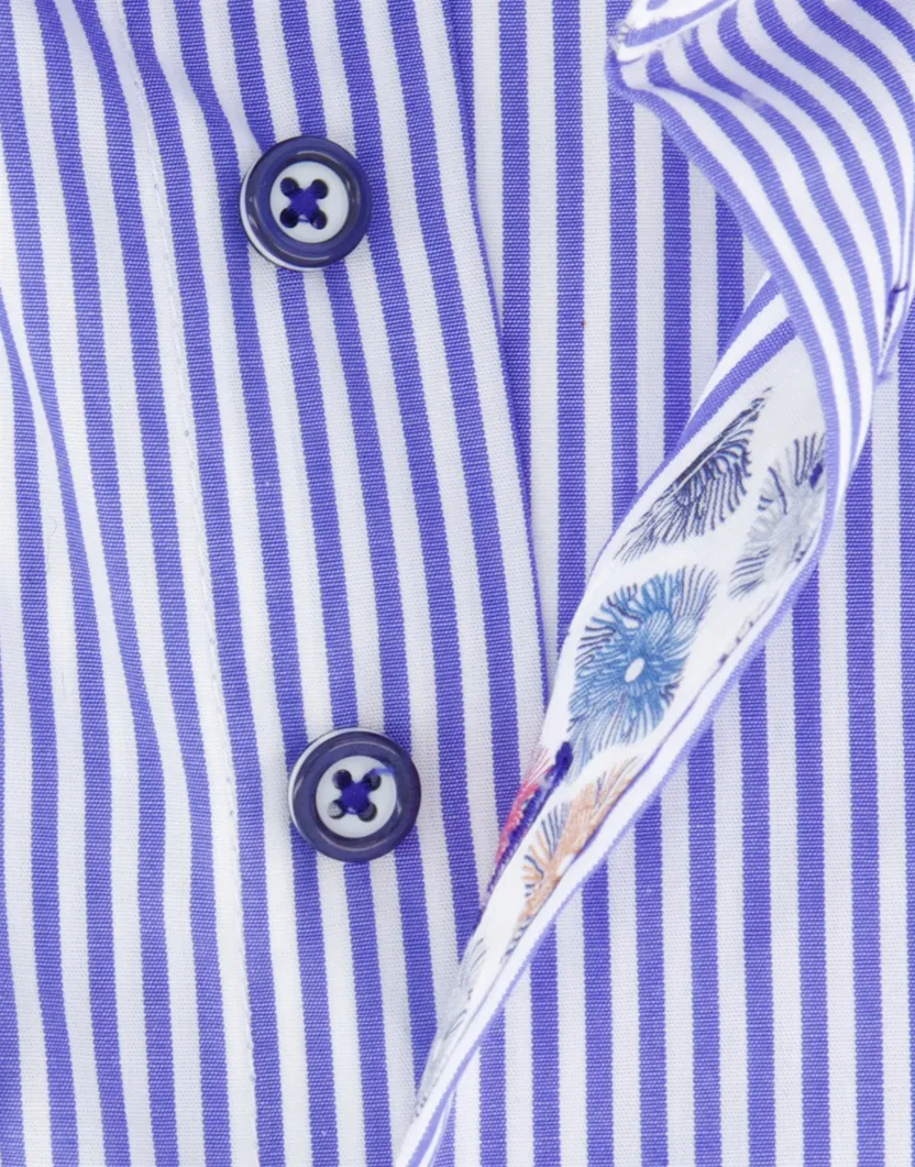 Blauw gestreept Portofino overhemd met borstzak