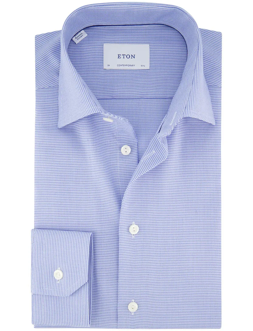 Eton Contemporary kreukvrij overhemd blauw Dobby