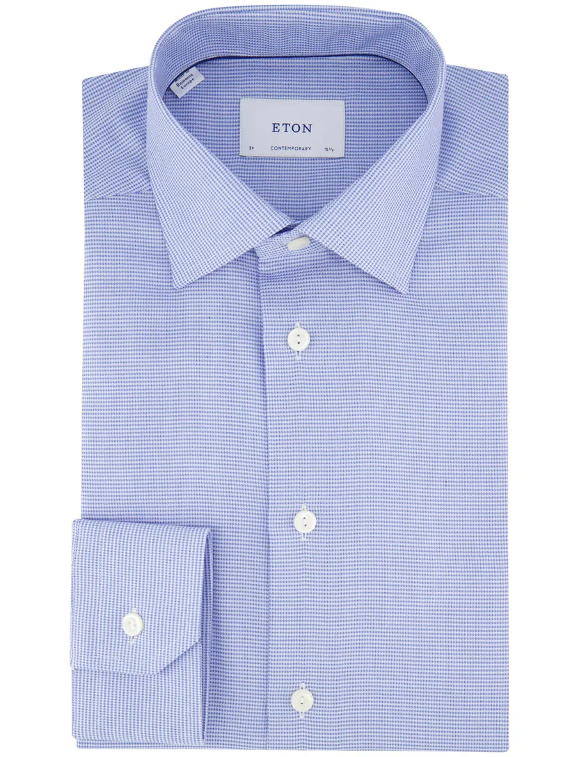 Eton Contemporary kreukvrij overhemd blauw Dobby