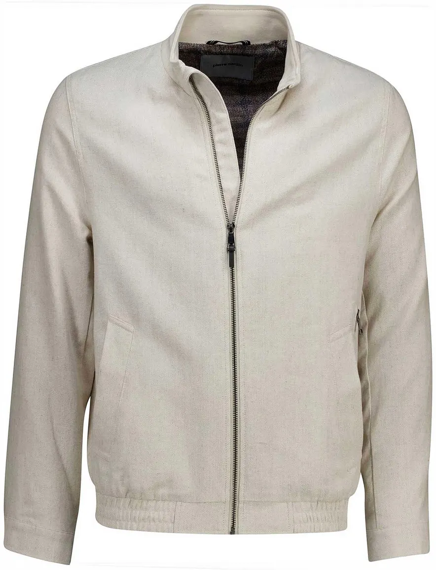 Pierre Cardin zomerjas creme katoen effen
