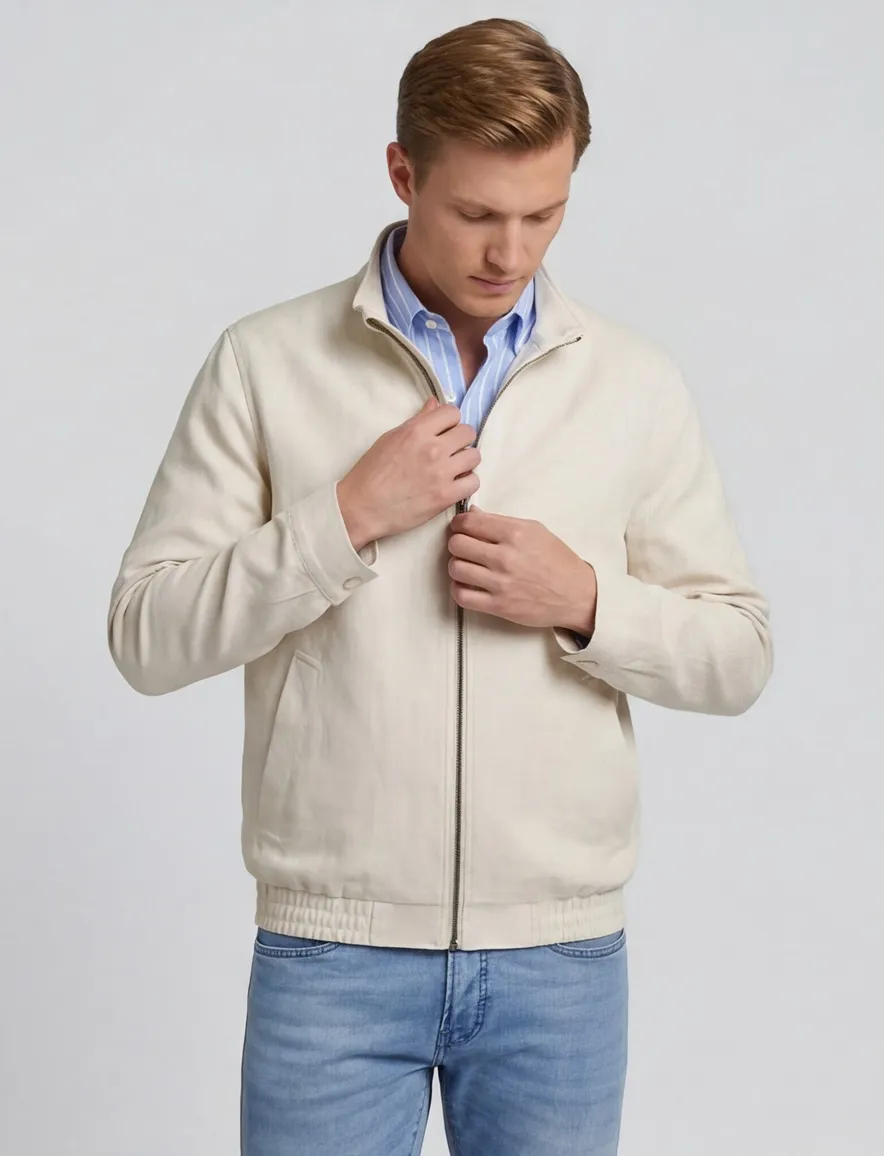 Pierre Cardin zomerjas beige katoen effen