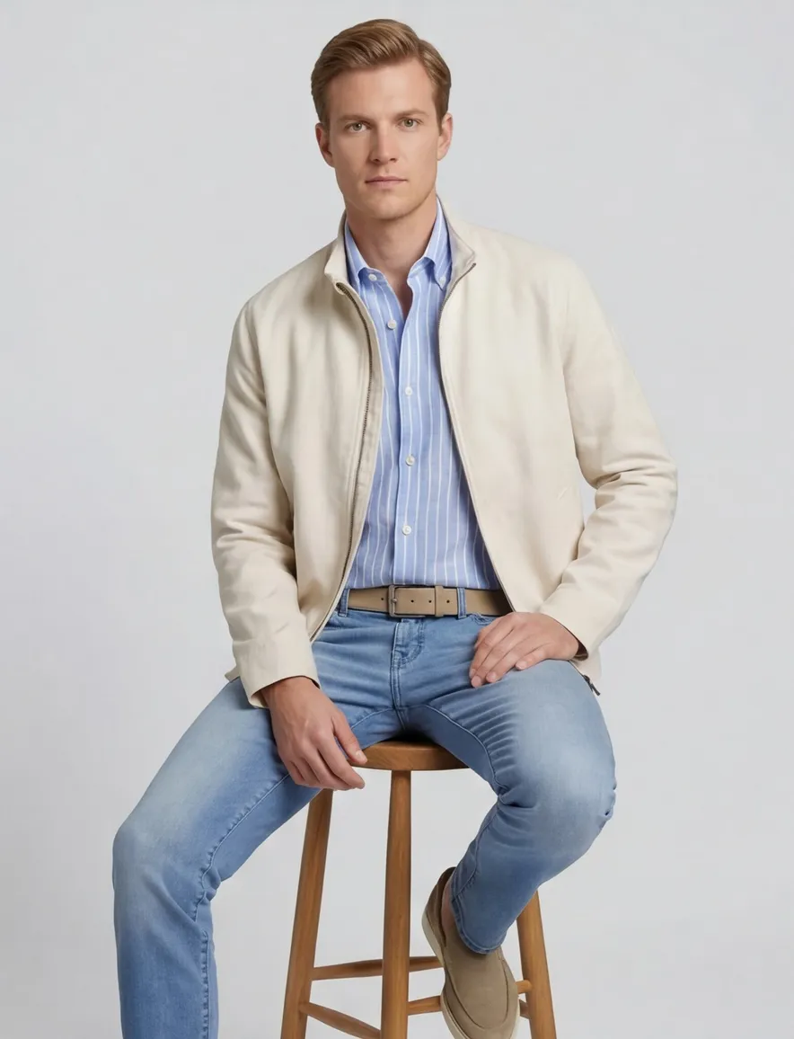 Pierre Cardin zomerjas beige katoen effen