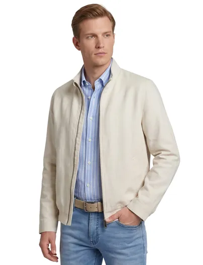 Pierre Cardin Pierre Cardin zomerjas beige katoen effen