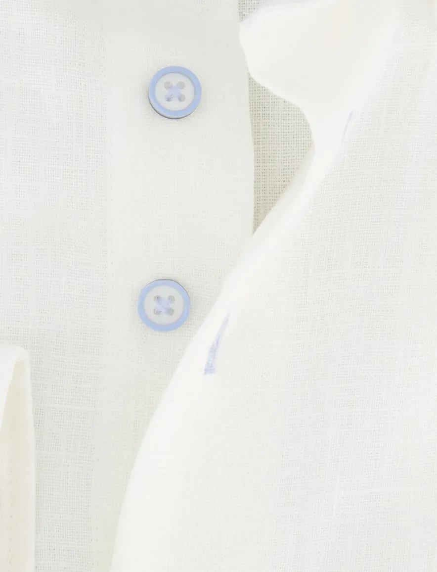 Portofino overhemd wit linnen butto button-down