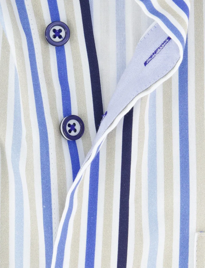 katoenen Portofino overhemd blauw gestreept normale fit