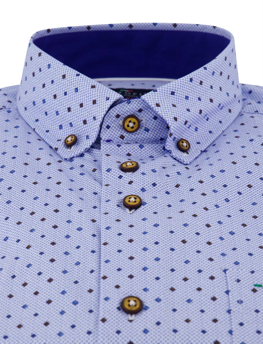 Portofino overhemd blauw regular fit