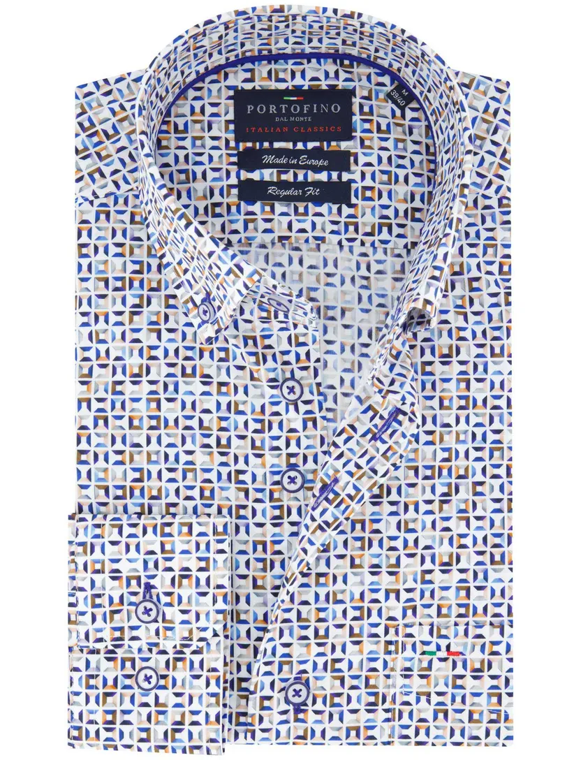 casual overhemd Portofino Regular Fit blauw geprint