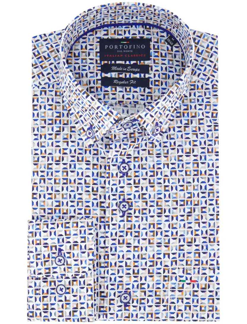 casual overhemd Portofino Regular Fit blauw geprint