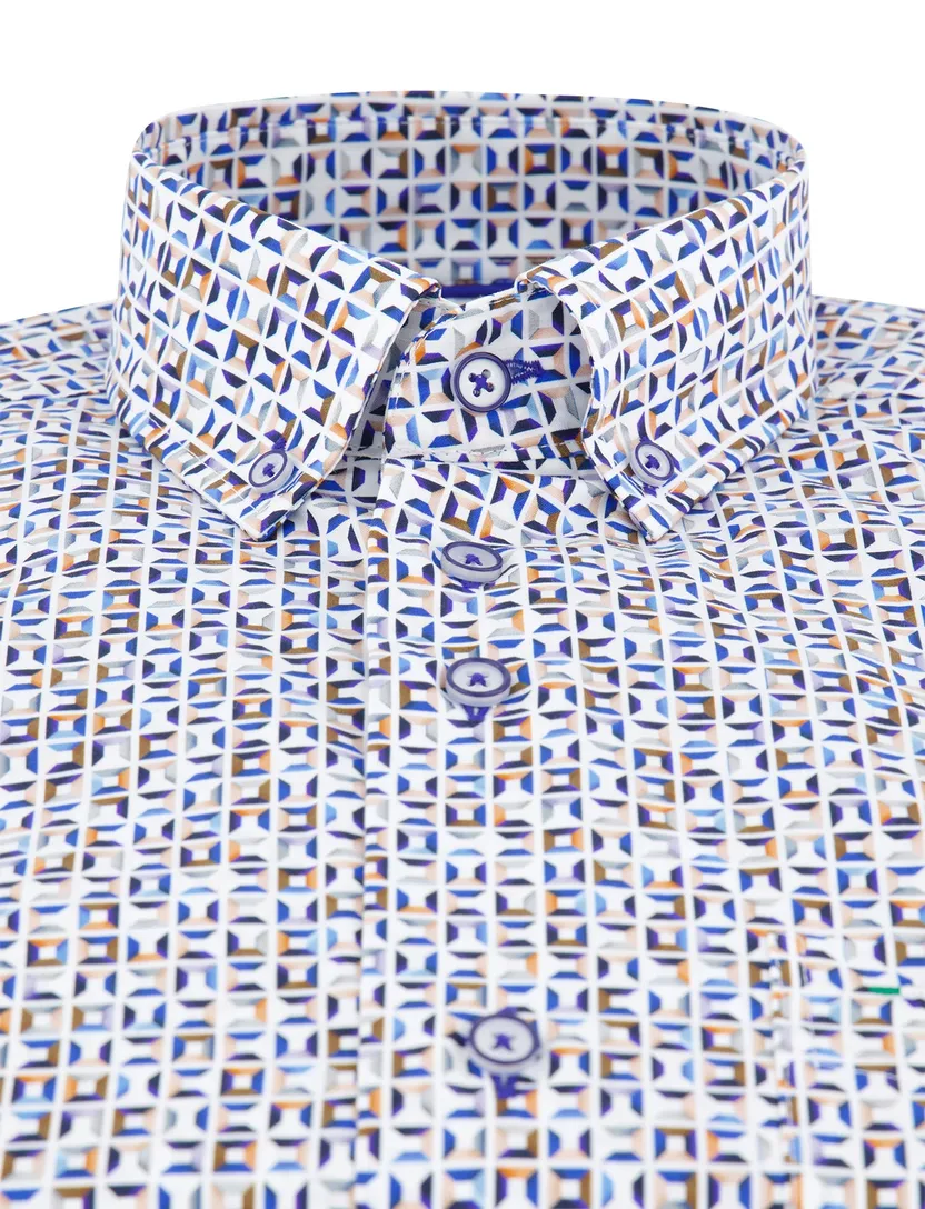 casual overhemd Portofino Regular Fit blauw geprint