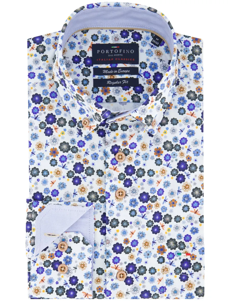 Portofino overhemd wit geprint