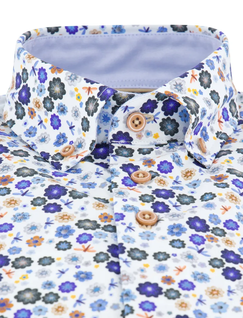 Portofino overhemd blauw geprint button-down
