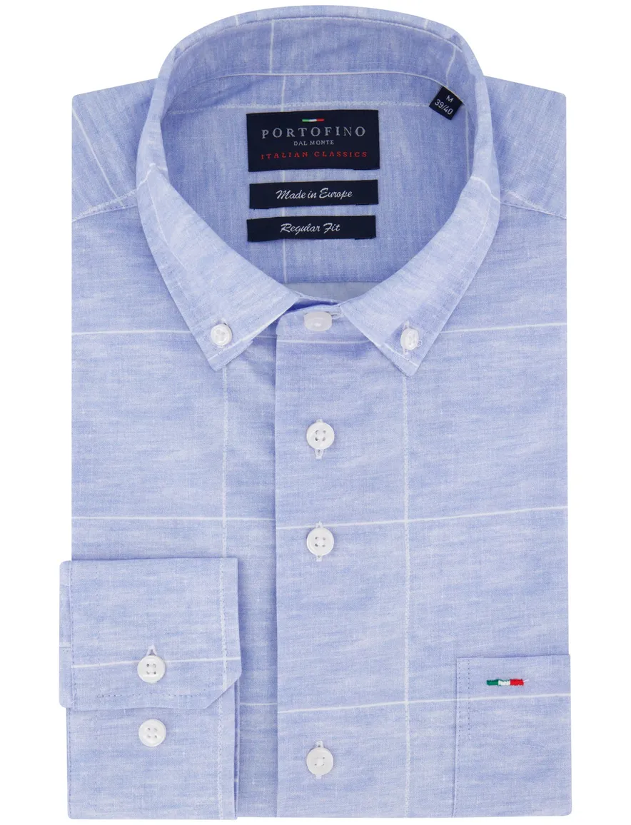 Portofino overhemd blauw lange mouw