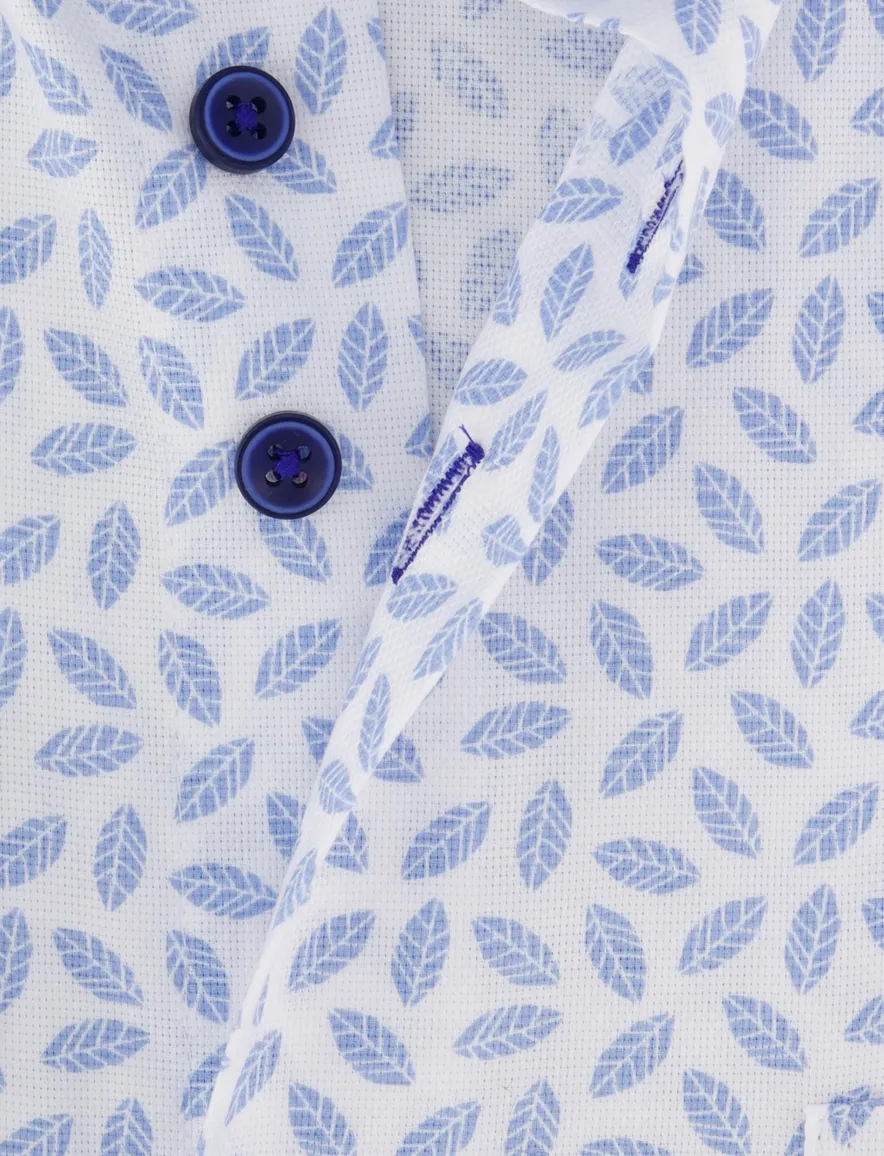 katoenen Portofino overhemd wit blauw geprint