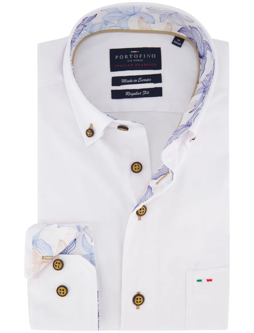 Portofino overhemd wit effen regular fit