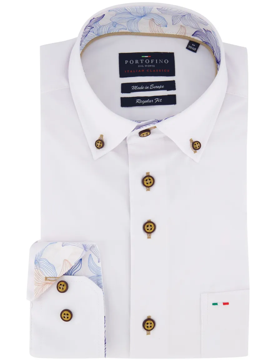 Portofino overhemd wit effen regular fit