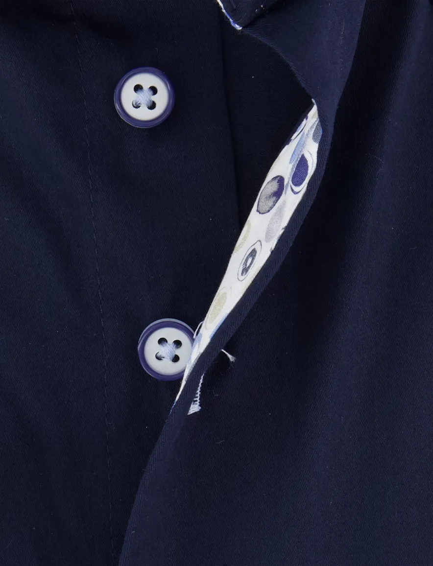 katoenen Portofino overhemd donkerblauw effen