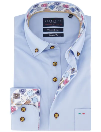 Portofino Portofino overhemd lichtblauw regular fit