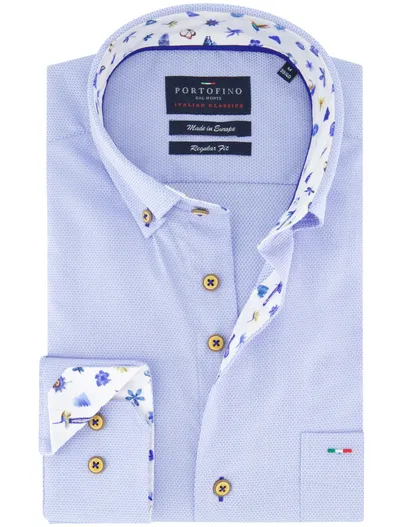 Portofino Portofino overhemd knitted blauw gemeleerd