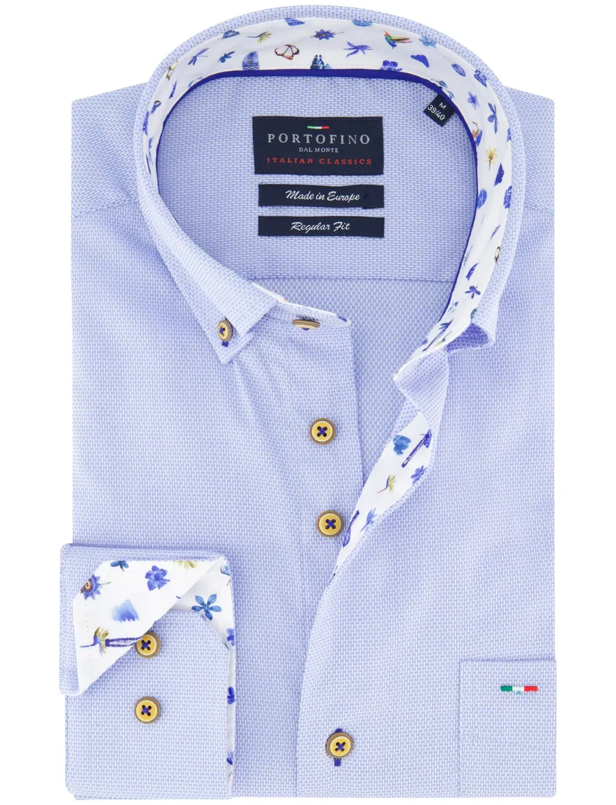 Portofino overhemd knitted blauw gemeleerd