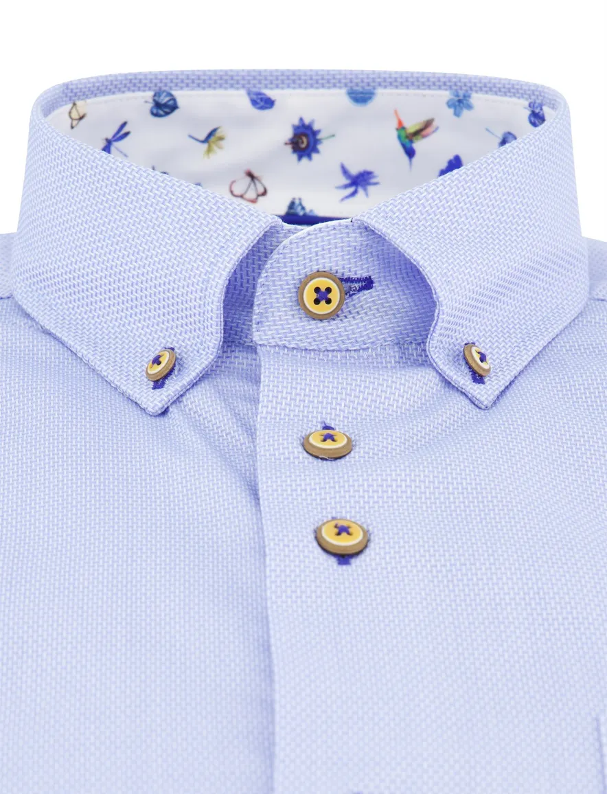Portofino overhemd knitted blauw gemeleerd