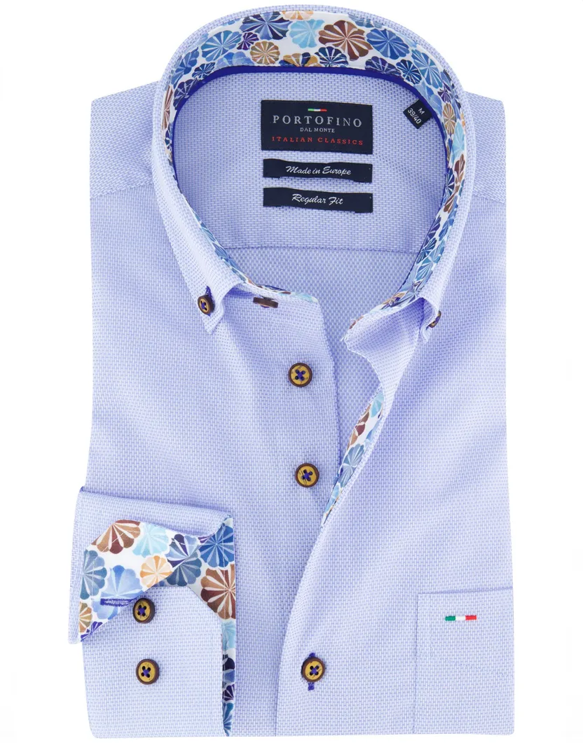 Portofino overhemd blauw borstzak linnen
