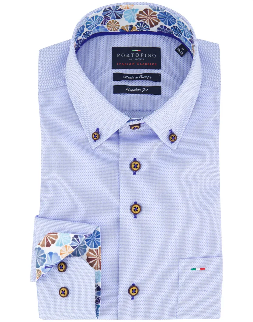 Portofino overhemd blauw borstzak linnen