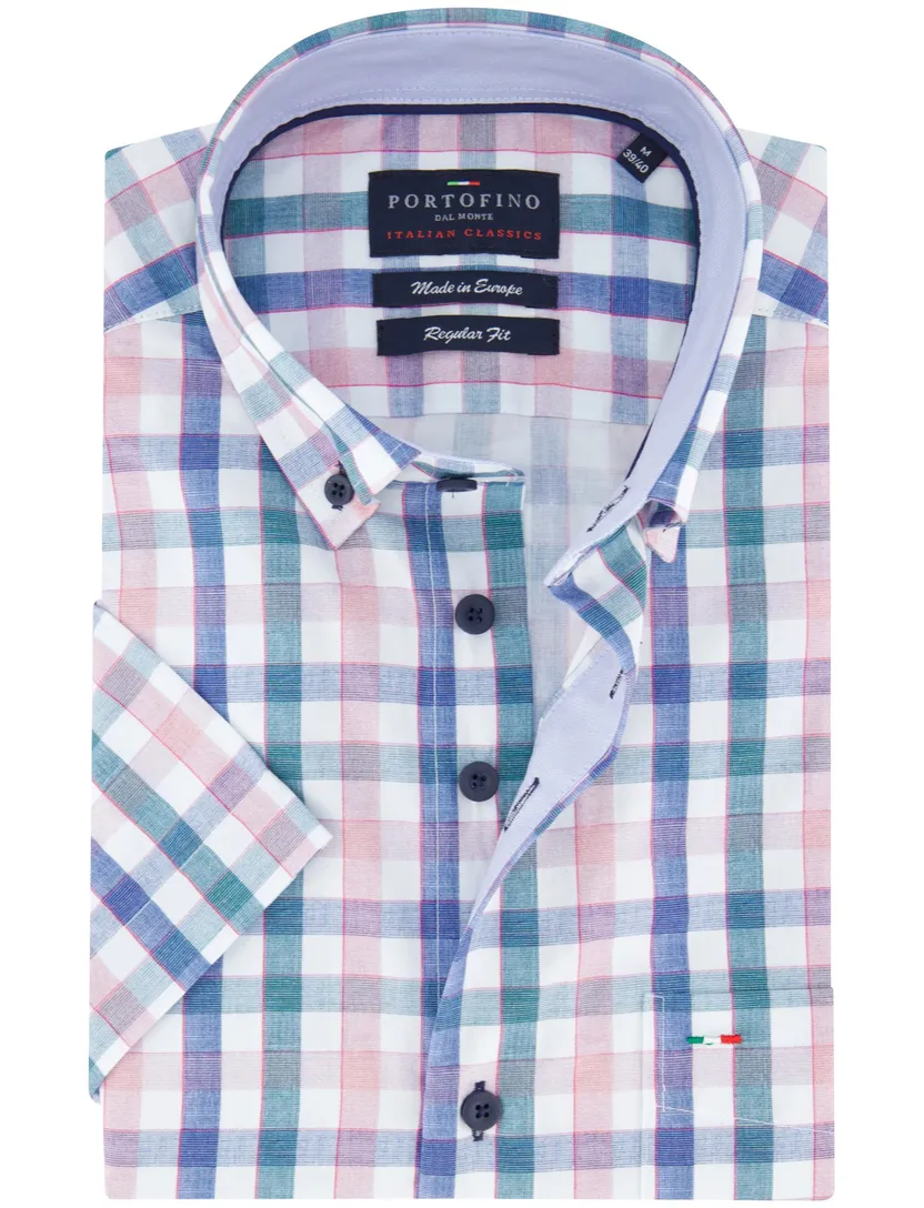 Portofino overhemd roze korte mouw button-down