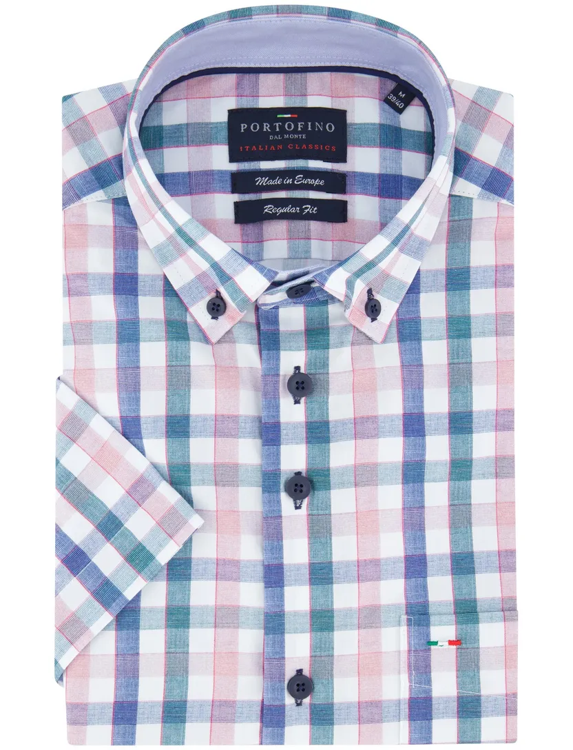 Portofino overhemd roze korte mouw button-down