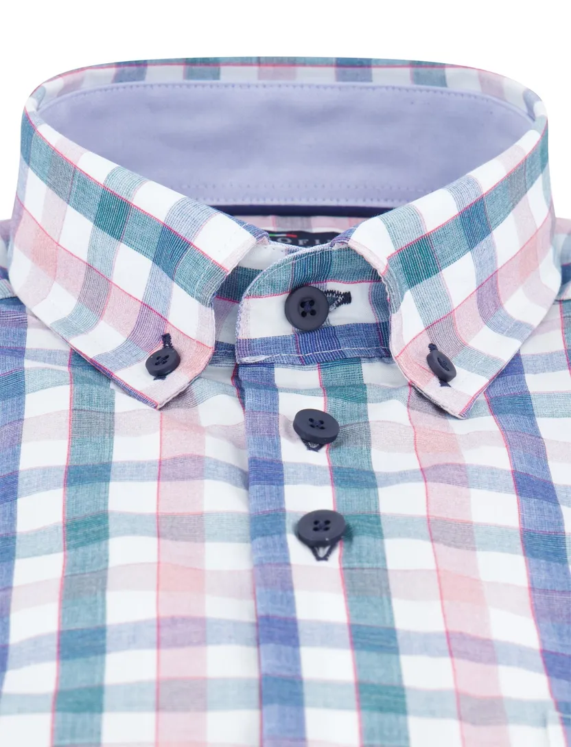 Portofino overhemd roze korte mouw button-down