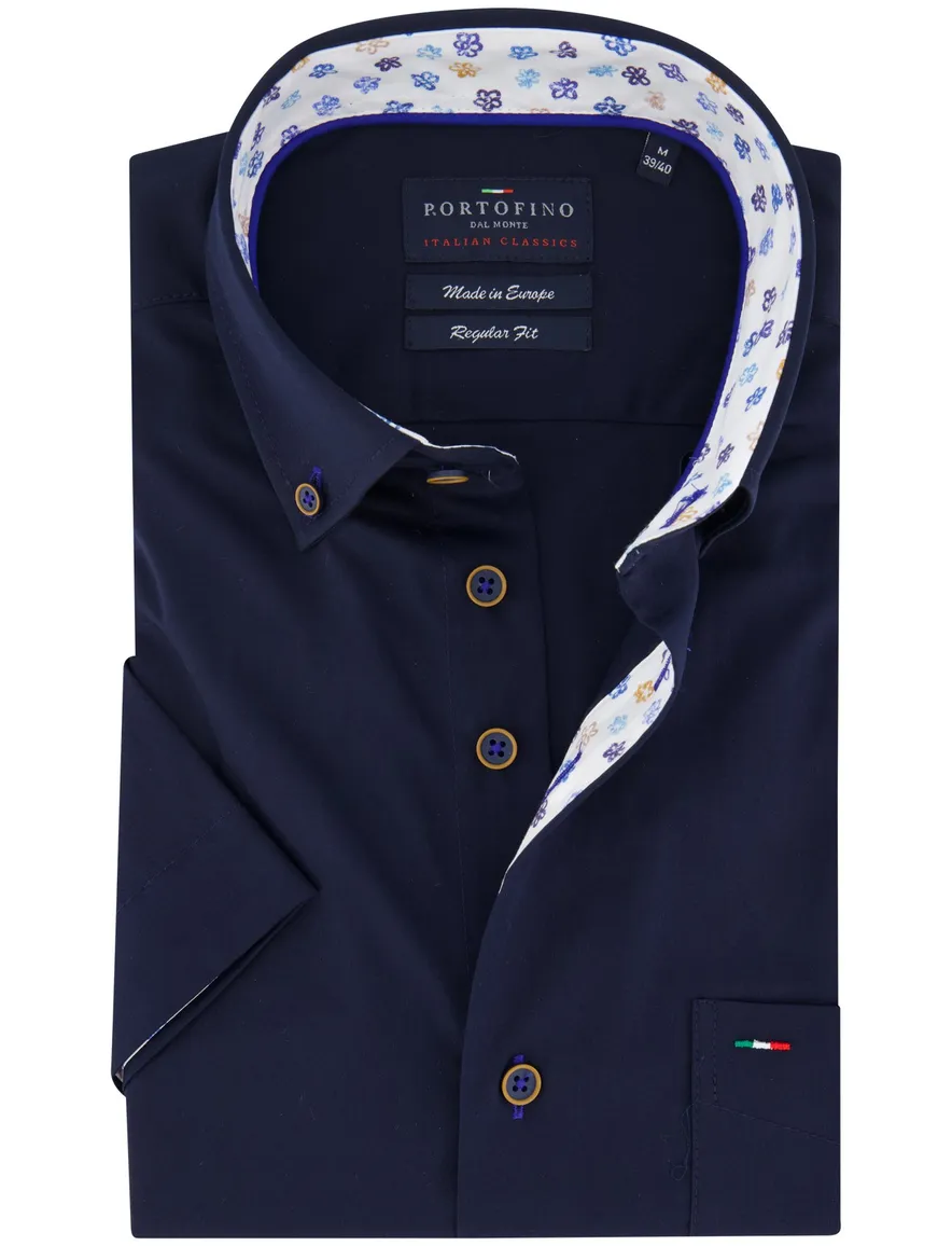 Portofino overhemd donkerblauw korte mouw