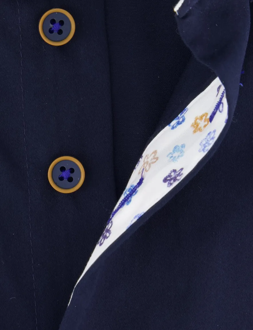 Portofino overhemd donkerblauw korte mouw button-down