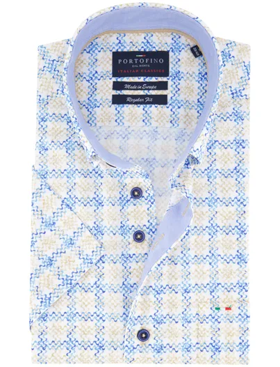 Portofino Portofino regular fit overhemd korte mouw geprint