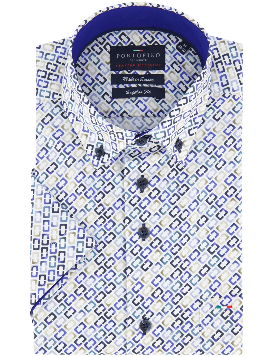 casual overhemd korte mouw wit Portofino Regular Fit