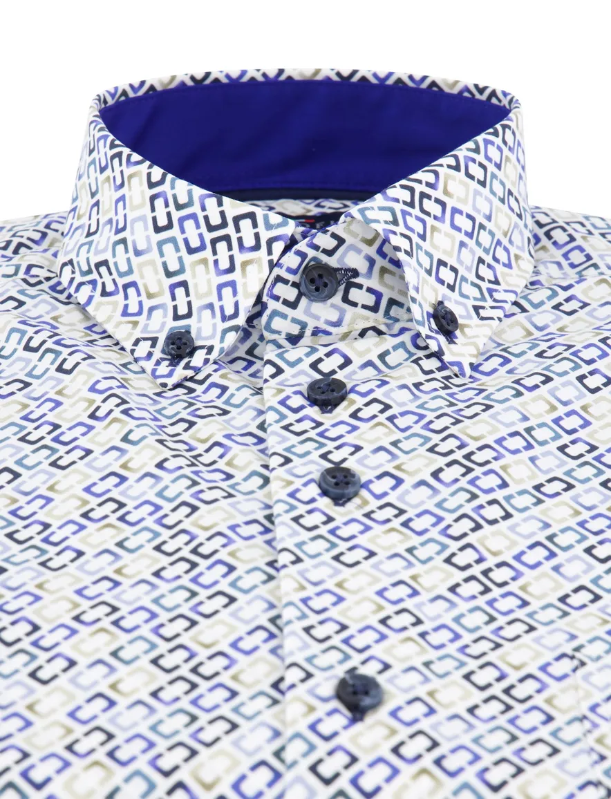 casual overhemd korte mouw wit Portofino Regular Fit