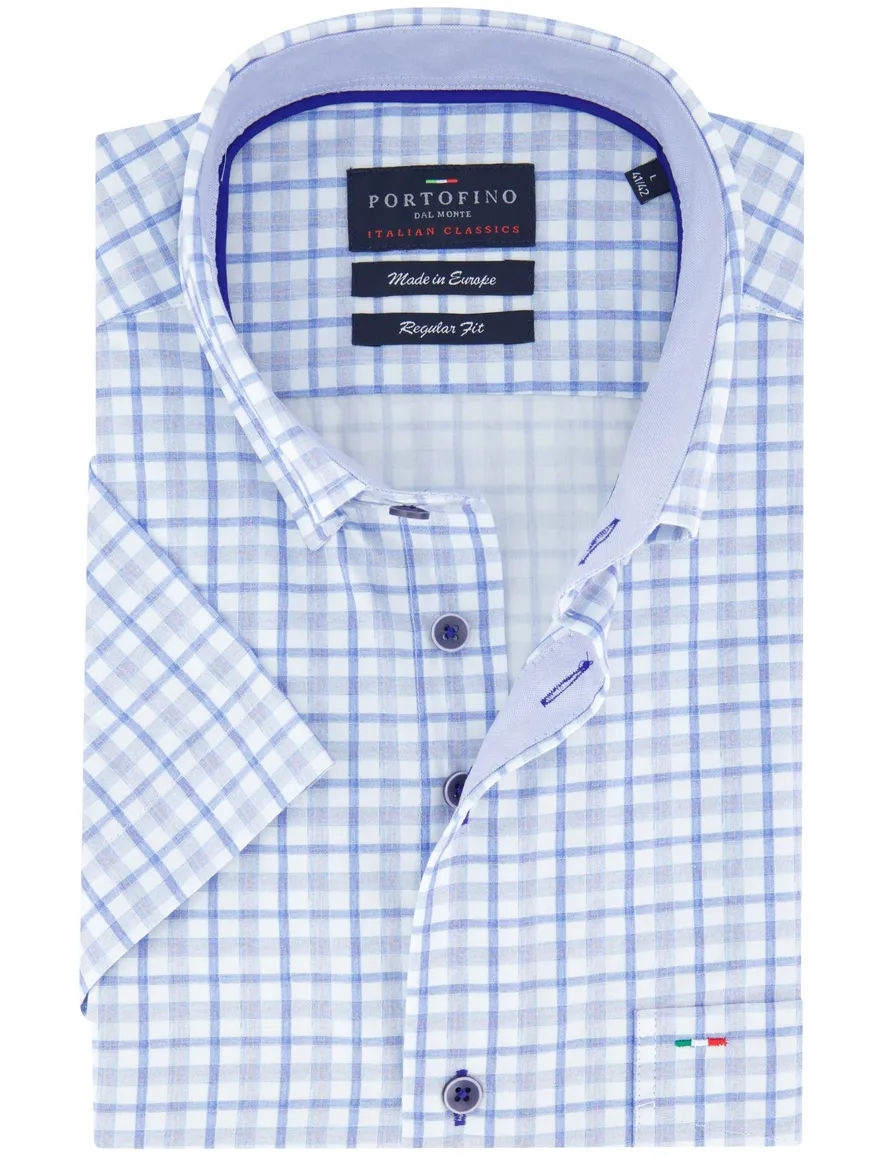 Portofino overhemd blauw korte mouw