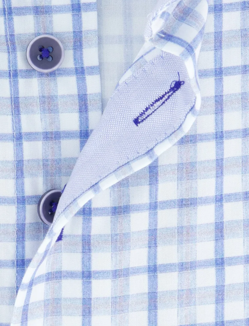 Portofino overhemd blauw korte mouw button-down