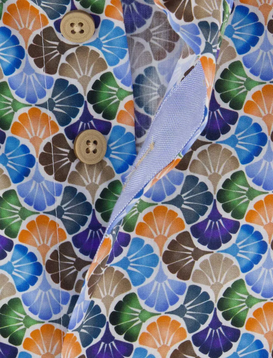 Portofino regular fit casual overhemd korte mouw blauw multicolor