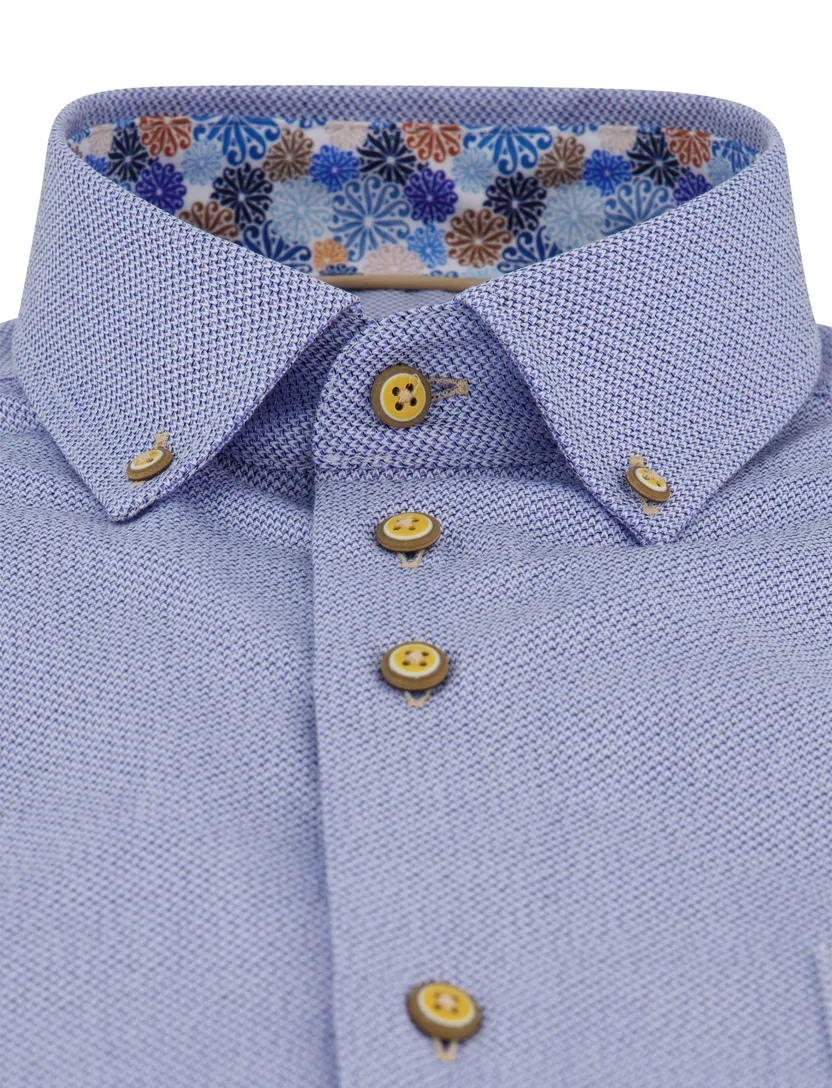 Portofino overhemd blauw korte mouw button-down