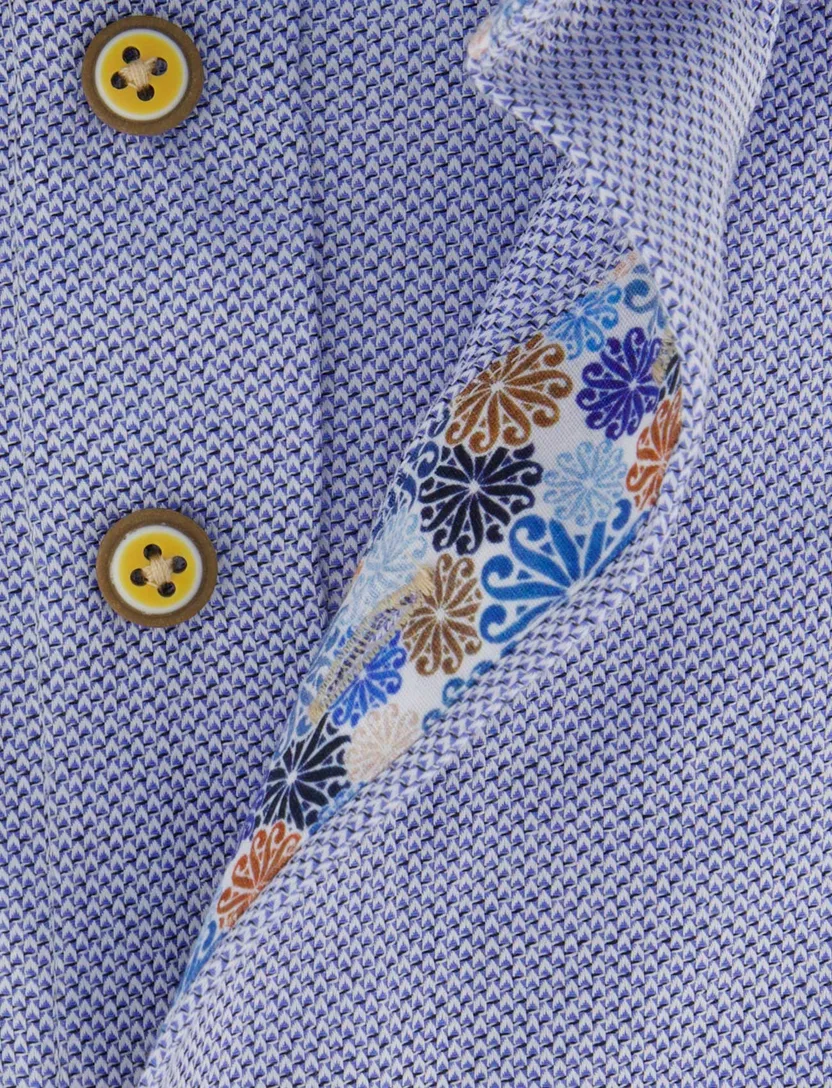 Portofino overhemd blauw korte mouw button-down