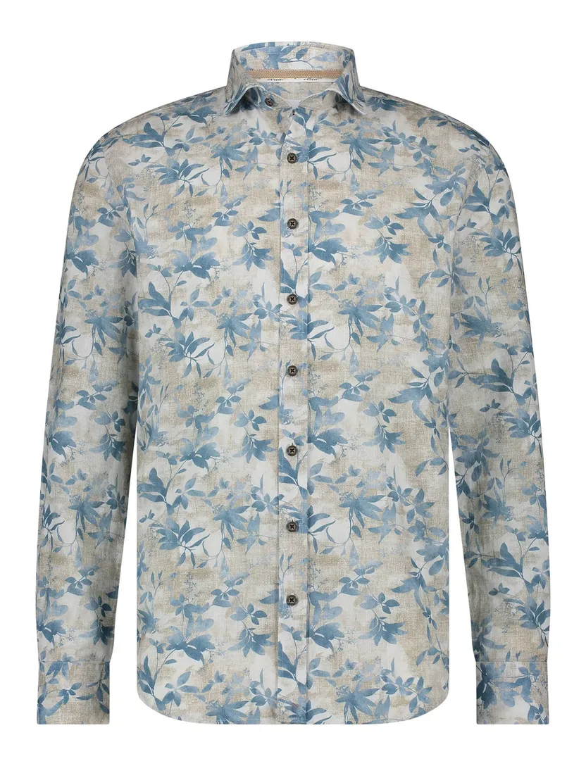 State of Art overhemd blauw beige geprint