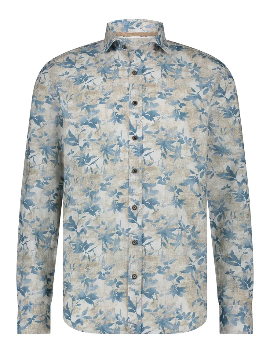 State of Art overhemd blauw geprint